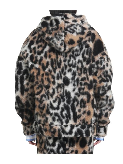 Giacca con cappuccio in pelliccia sintetica N°21 N.21 | E011 - 4824 - F981FANTASIA NERA-GRIGIA